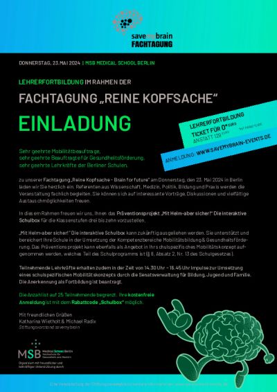 Einladung - save my brain Fachtagung 