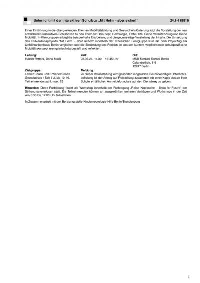 Fortbildung Lehrkräfte 