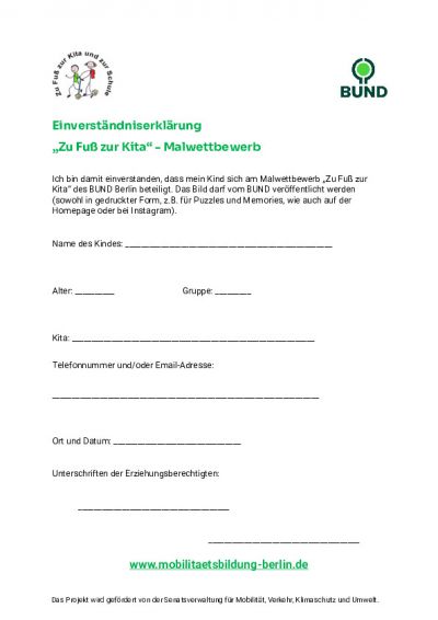 Einverständniserklärung Malwettbewerb 