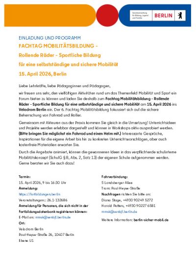 Einladung / Tagesordnung Fachtag Mobilitätsbildung 2026